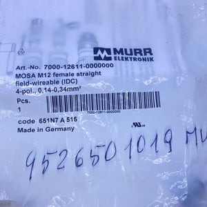 Murr 7000-12611-0000000 insulation displacement connection 4-pin M12 32V AC/DC 4 A 