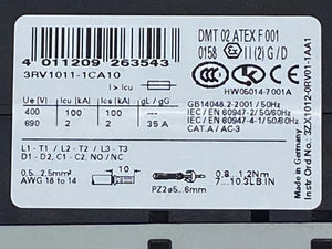 Siemens 3RV1011-1CA10 power switch 