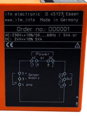 Ifm DD0001 D100/230VAC Auswerteeinheit zur Drehzahlüberwachung